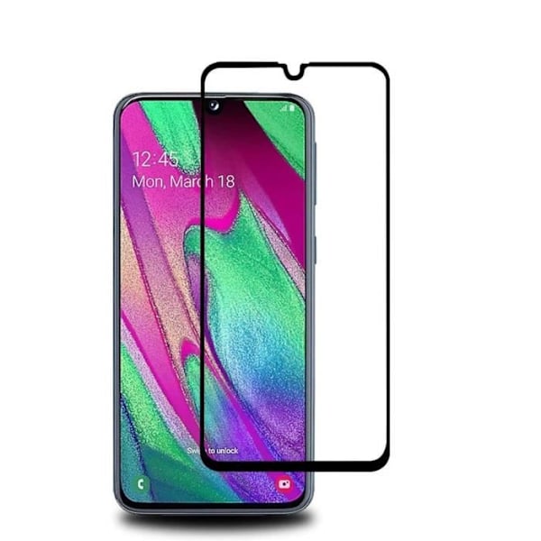 Karkaistu lasi - Phonillico® - Samsung Galaxy A40 - 2 pakkauksessa - Musta reuna - Naarmunkestävä Transparent, svart