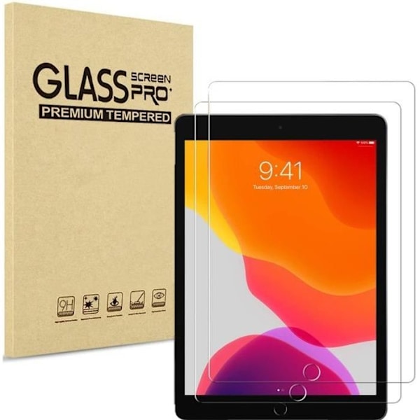 Härdat Glas - Phonillico® - iPad 9/8/7 - Paket med 2 - Rep withstandande - Skärmskydd