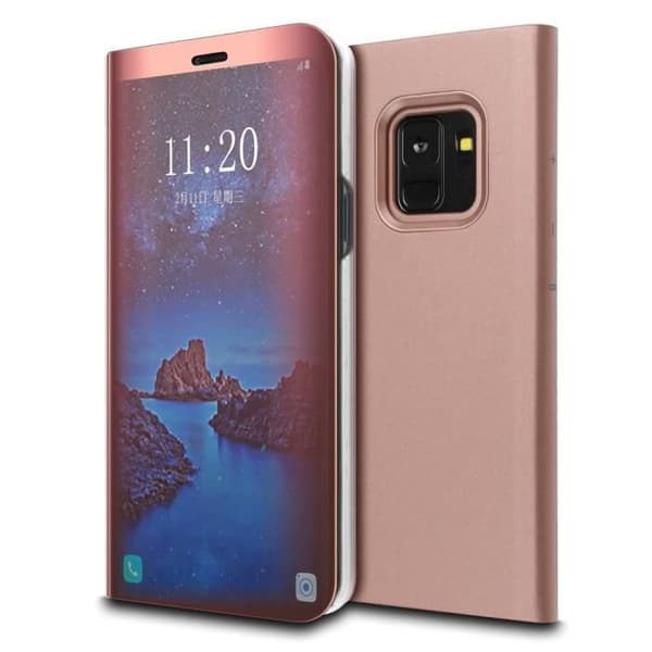 Coque Rabat Miroir Rose til Samsung Galaxy A70 - Coque Housse Etui Case Protection Clear View [Phonillico®] Ros