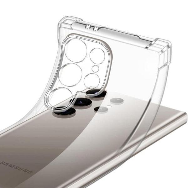 Chockskydd - Phonillico® - Samsung Galaxy S24 ULTRA - Mjuk silikon - 2 härdade glas - Antispion Svart