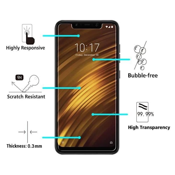Film Glasbeskyttelse Skærm - Phonillico® - Xiaomi POCOPHONE F1 - Tempereret Glas - Ultra Modstandsdygtig - Ridseresistent