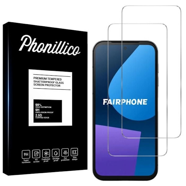 Hærdet Glas - Phonillico® - Fairphone 5 - Pakke med 2 - Ridsemodstandsdygtig - Skærmbeskyttelse Transparent