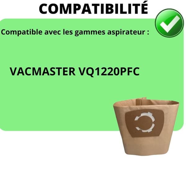 Støvpose til Vacmaster [Pakke med 10] Kompatibel med Vacmaster VQ1220PFC