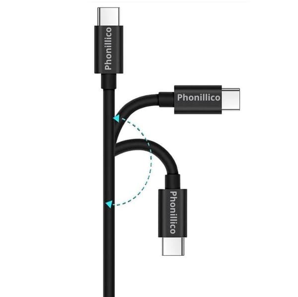 Sæt 2 kabler til Beyerdynamic Amiron/Aventho/Blue Byrd (2.Gen)/Free Byrd/Lagoons - USB-C kabel sort 1 meter Phonillico