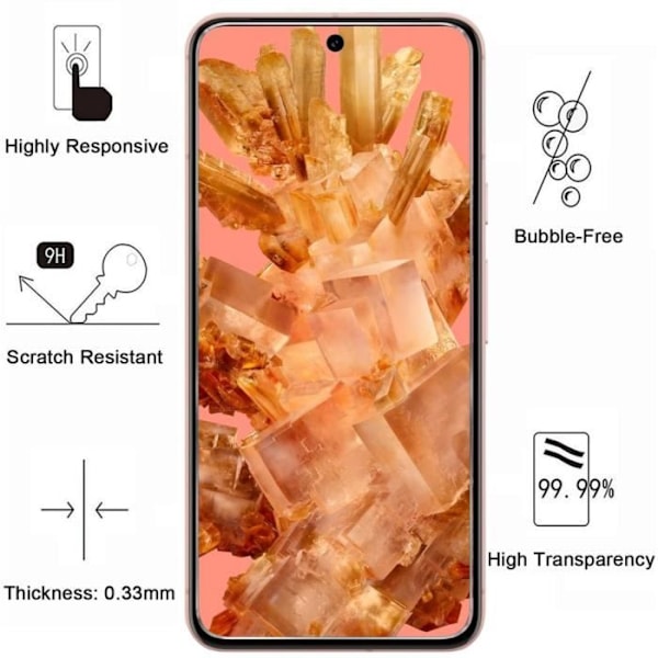 Skærmbeskytter - Phonillico - Google Pixel 8 - Pakke med 2 - hærdet glas - Ridsesikker Transparent