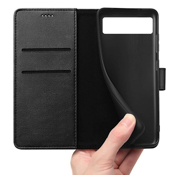 Coque - Phonillico - Google Pixel 8a - Musta Lompakko - Nahkaefekti - Tukitoiminto Svart