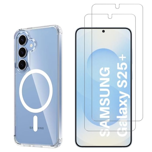 Coque med magnetisk cirkel för Samsung Galaxy S25 PLUS och 2 härdade glas skyddsfilm Phonillico® Transparent