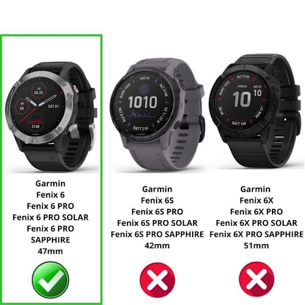 Härdat glas för Garmin Fenix 6 - 6 Pro - 6 Pro Solar - 6 Pro Sapphire [2-pack] Skärmskydd för klocka Anti-repor Phonillico® Transparent