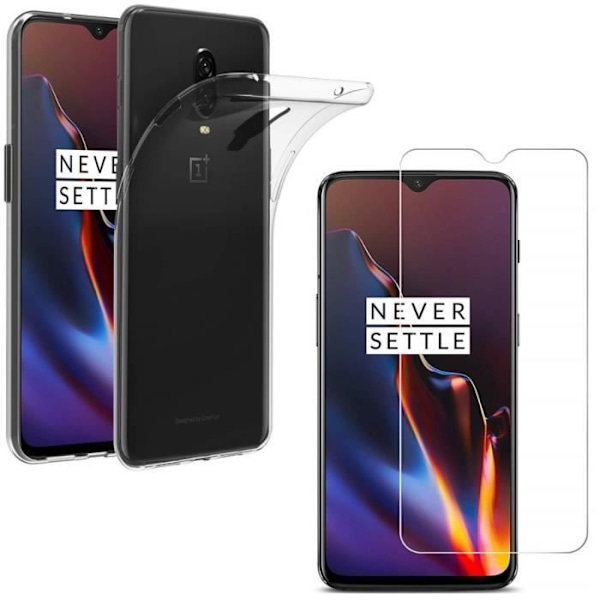 ONEPLUS 6T-skal - Transparent mjuk silikon TPU-gel + skärmskydd i härdat glas [Phonillico®]