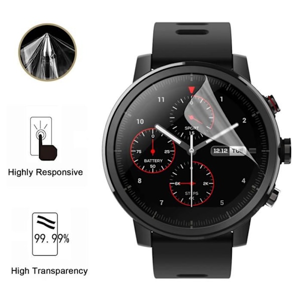 Skärmskydd för Amazfit Stratos 3 [Pack 8] Ultratunn Plastfilm Skyddande Phonillico Transparent