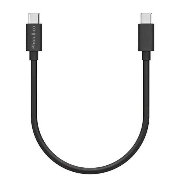 Kabel 20cm USB-C USB-C Sort til Xiaomi REDMI NOTE 9 / NOTE 9 PRO / NOTE 10 / NOTE 10 PRO Phonillico® Svart