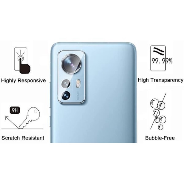 Suojaus Kamera Xiaomi 12 PRO:lle [2 kappaleen pakkaus] Karkaistu Lasi Kameran Suojakalvo Phonillico® Transparent
