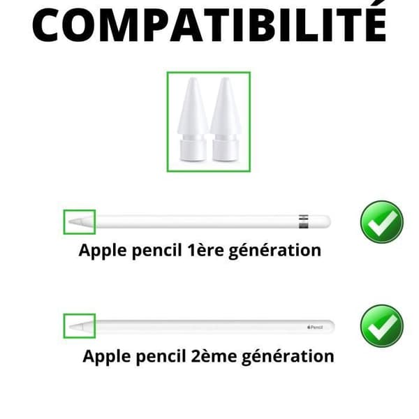 Silikonspids kompatibel med Apple Pencil 1. og 2. generation - Erstatningsspids til Phonillico® stylus Vit
