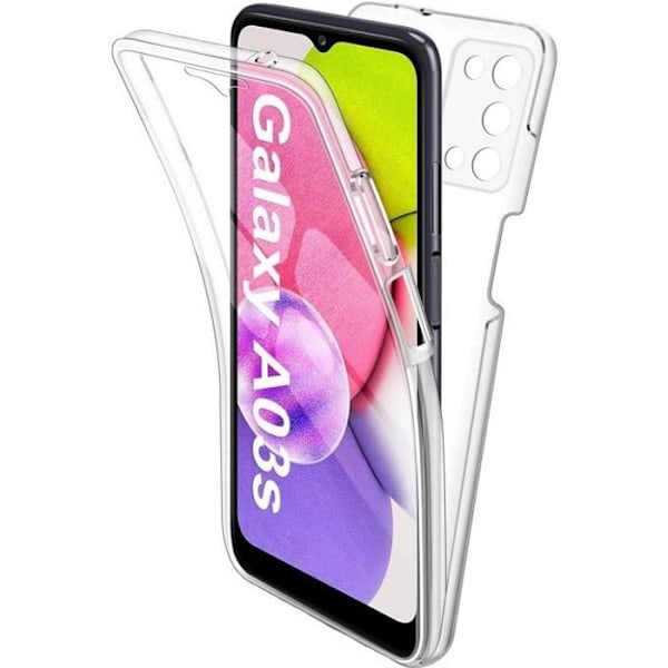 Fodral för Samsung A03S - 360 Heltransparent Fodral 2 Delar Fram Bak Sammankoppling Phonillico® Transparent