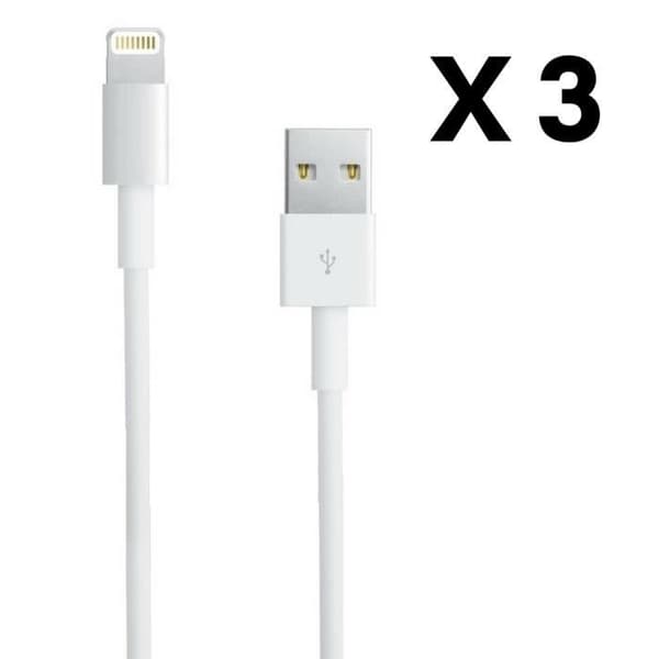 USB Lightning-kablar - Phonillico® - 3-pack - 1 meter - Kompatibel med iPad 2017-2018-AIR-MINI-PRO Vit