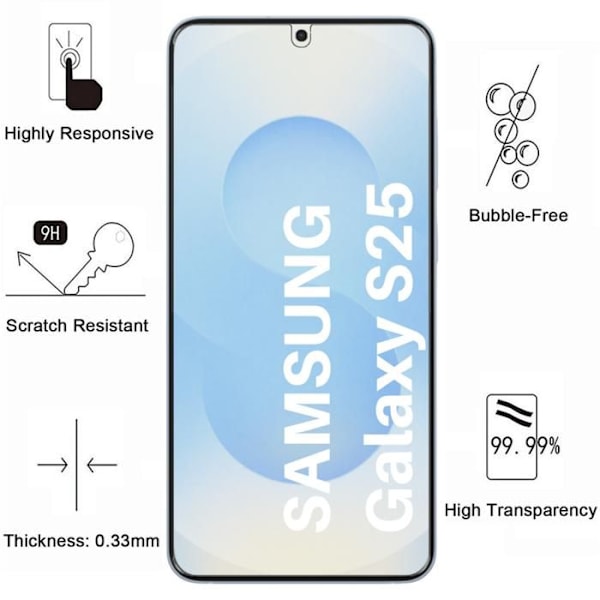 Coque med magnetisk cirkel til Samsung Galaxy S25 og 2 hærdede glas skærmbeskyttelsesfilm Phonillico® Transparent