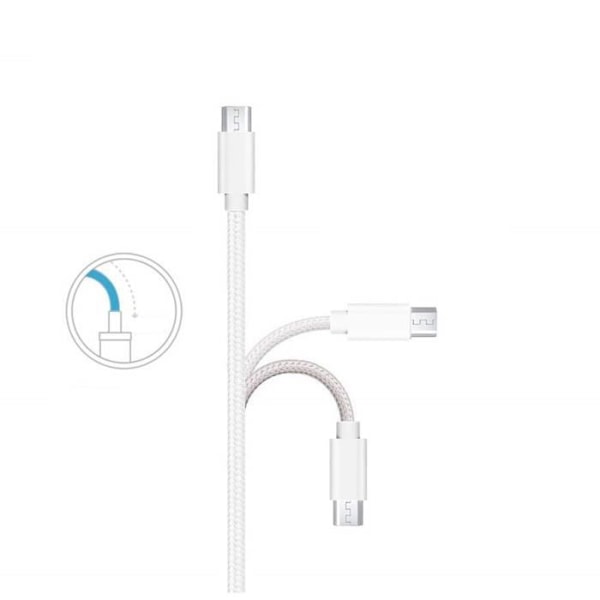 Kabel för Samsung Galaxy Tab A 8.0 2019 - Silvervit Nylonfläta 1 Meter [PACK 3] Phonillico® Silver Vit