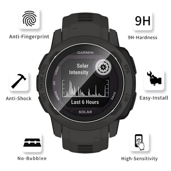 Lujitettu lasi Garmin Instinct 2:lle - Instinct 2 Solar [2 kpl] Näytön suojakalvo, naarmuuntumaton, Phonillico®