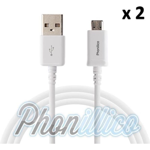 Lot 2 USB-laddningskablar Vita kompatibla med Huawei P10 LITE - Phonillico®