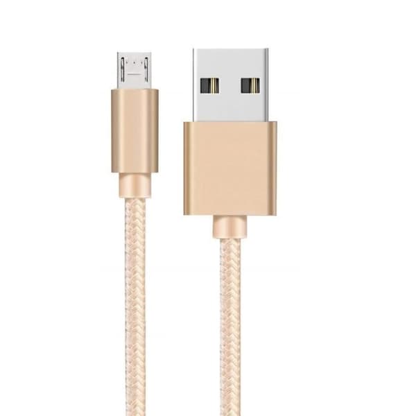 Kabel för ASUS ZENFONE 5 LITE - 4 MAX - 3 MAX - MAX M1 - MAX M2 - GO - Micro USB Nylon Flätad Guld [Phonillico®]