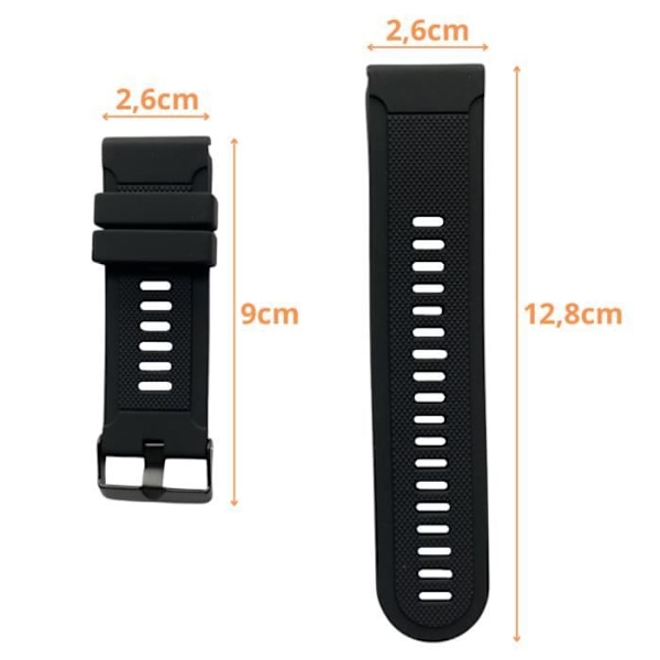 Armband för Garmin Descent Mk1 - Garmin Descent Mk2 - Garmin Descent Mk2i - Svart silikon 26mm QuickFit Phonillico®