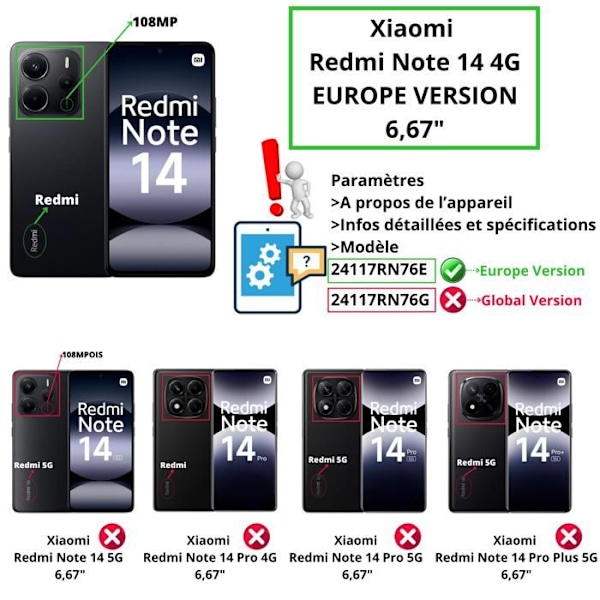 Iskunkestävä kuori - Phonillico - Xiaomi Redmi Note 14 4G - Pehmeä - Läpinäkyvä - 2 Lasi Karkaistu Transparent