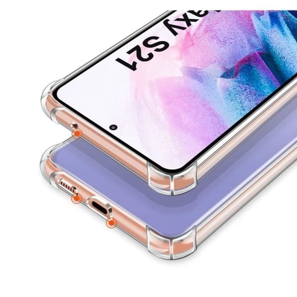 Stöttålig Transparent Silikonfodral för Samsung S21 - Phonillico® Transparent
