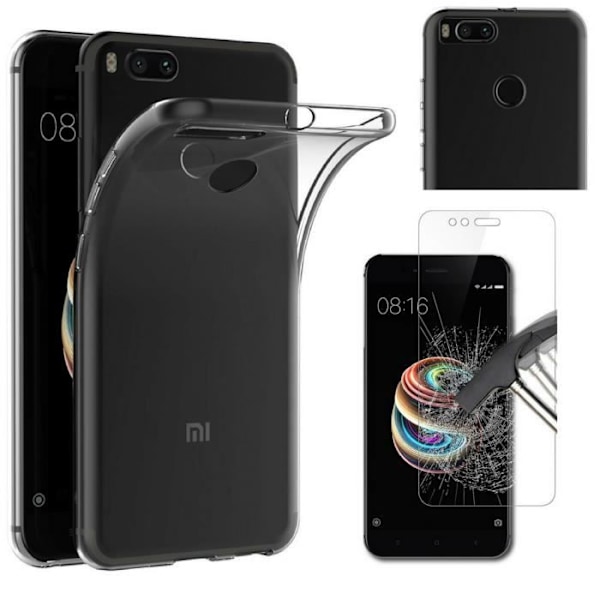 Puhelimen kuori - Phonillico® - Xiaomi MI A1 - Läpinäkyvä Silikoni - Ultra Ohut - Lujitettu lasi Transparent