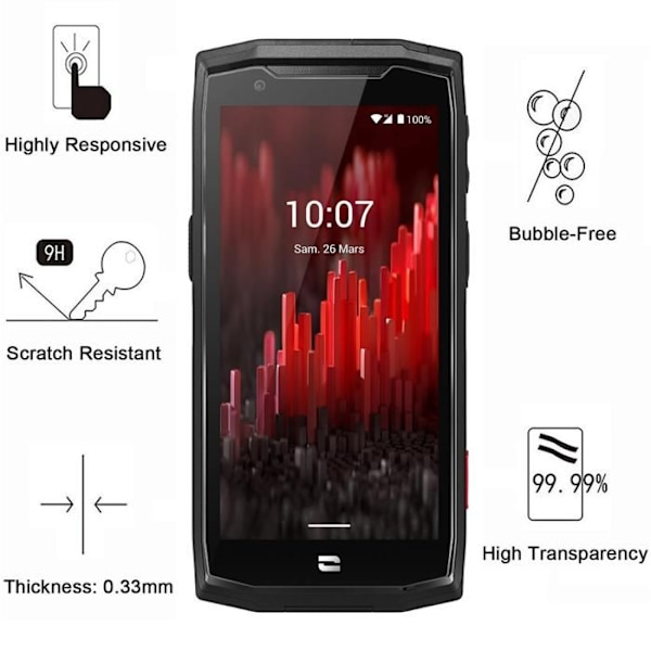 Härdat glas - Phonillico® - Crosscall Core M5 - Paket med 4 - Ripsbeständig - Skärmskydd Transparent