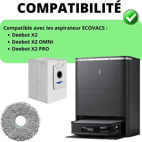 Pak tilbehør til Ecovacs Deebot X2 Deebot X2 OMNI Deebot X2 PRO - Støvsugerpose [Sæt 8] Mikrofiberklud [Sæt 4]