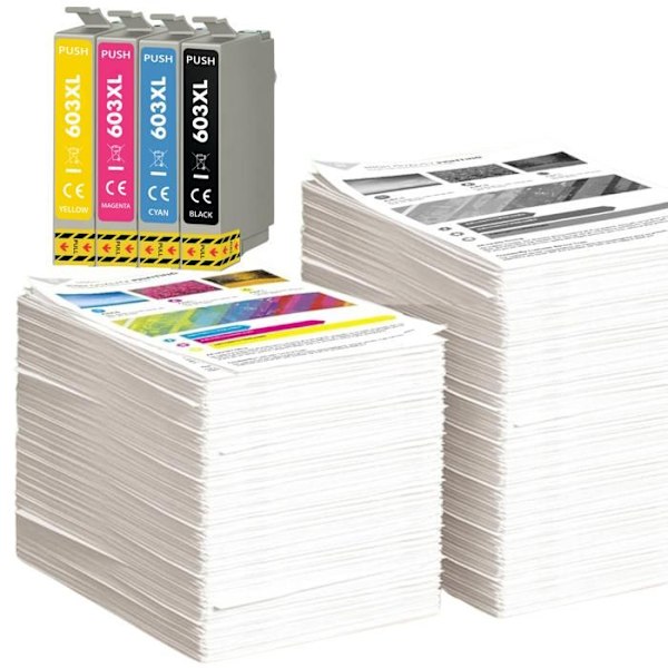 Kasetti - Epson - 603XL - Paketti 4 - Musta, Syani, Magenta, Keltainen - Yhteensopiva WF-2810 XP-2100