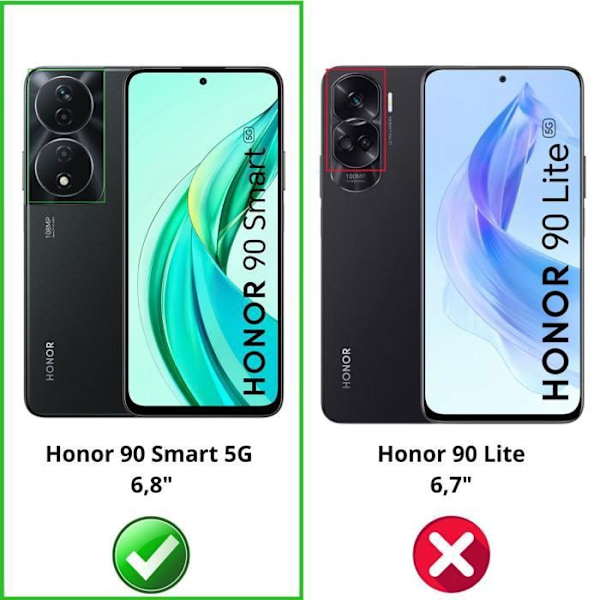 Filmbeläggning för skärm - Phonillico - Honor 90 Smart 5G - Paket om 4 - Härdat glas - Rep resistant Transparent