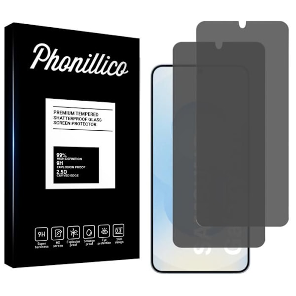 Karkaistu lasi - Phonillico® - Samsung Galaxy S25 PLUS - Pakkaus 2 - Vakoilua estävä - Naarmuuntumaton Svart