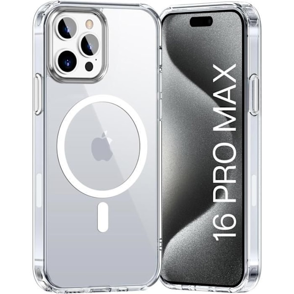 Coque Silikoni iPhone 16 PRO MAX - Läpinäkyvä kuori integroidulla magneettisella ympyrällä Phonillico® Transparent