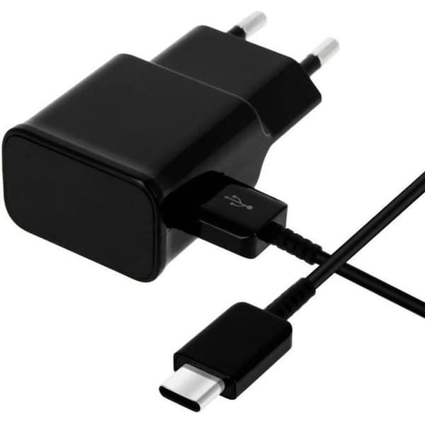 Lader + USB-C Kabel til Samsung S20 - S20 PLUS - S20 ULTRA - S20 FE - USB-C Kabel 1 Meter Stik til Vægg Black Phonillico® Svart