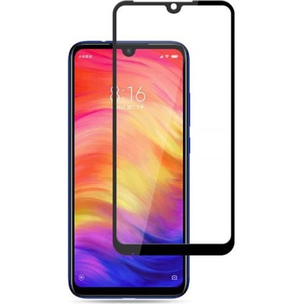 Härdat Glas - Phonillico® - Xiaomi REDMI 7 - Svart Böjd Kant - Rep resistant - Stötsäker Svart