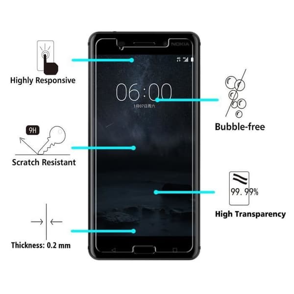 Härdat glas NOKIA 6 - Pack 2 skyddande skärmskydd i ultra hållbart material - PHONILLICO