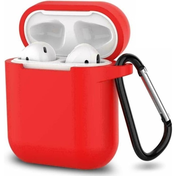 Rød Silikone Skal til Airpods 1 & 2 - Stødafvisende Beskyttelse, Støvprop og Karabinhage Phonillico®