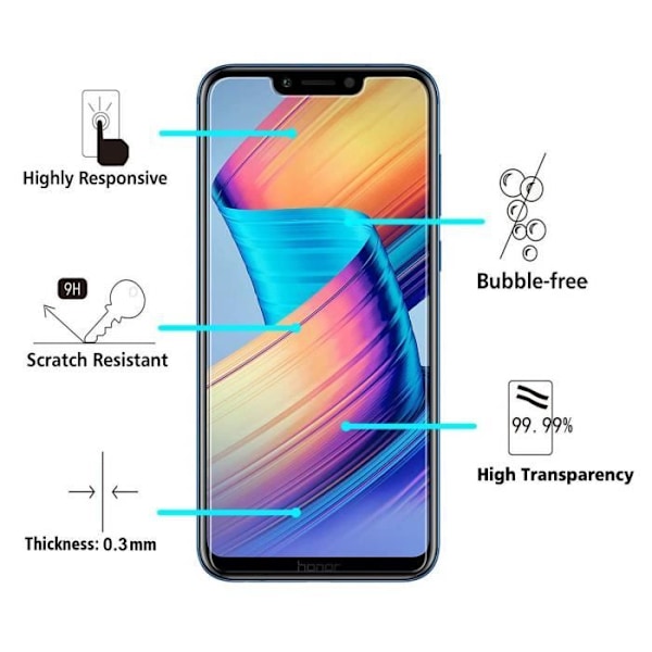 Näyttösuojakalvo - Phonillico® - Huawei HONOR PLAY - Pakkaus 2 - Karkaistu lasi - Naarmunkestävä