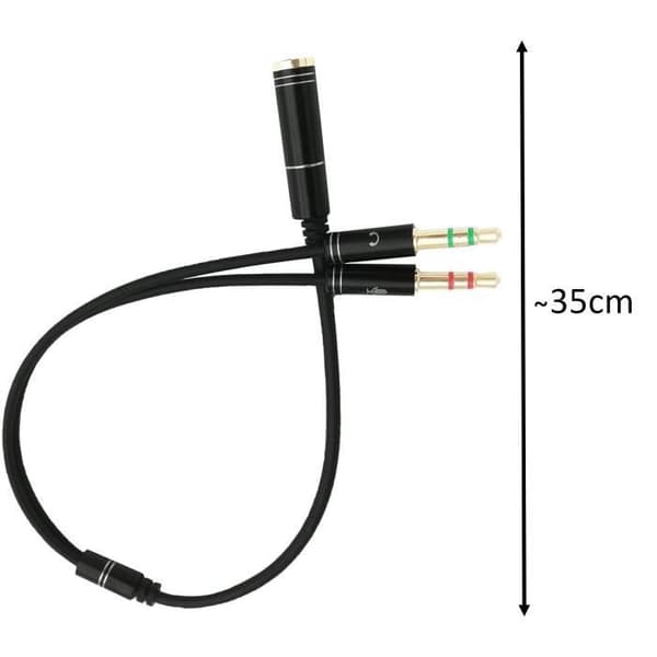 Adapter til mikrofon headset, stereo audio kabel, 3,5 mm hun til 2 han split til computer-hovedtelefon-højttaler Phonillico®