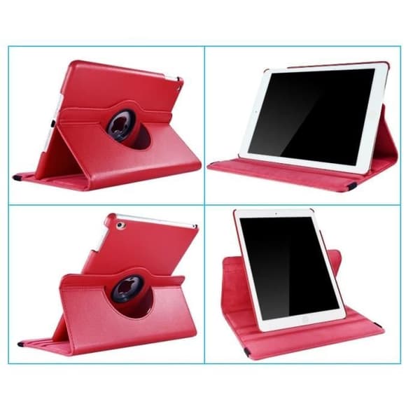 Coque Rotative 360 Rød til Apple iPad AIR 1 / AIR 2 - Etui Beskyttelse Elastisk Lukning Phonillico® Röd