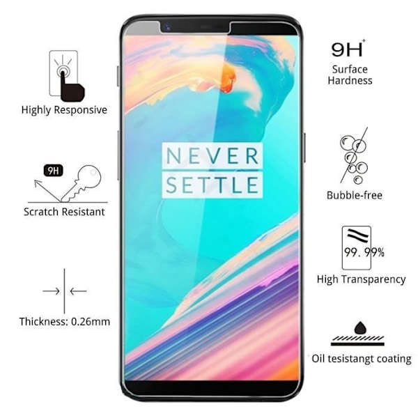 Skærmbeskyttelsesfilm - Phonillico® - ONEPLUS 5T - Pakke med 2 - Tempered glas - Ridseresistent