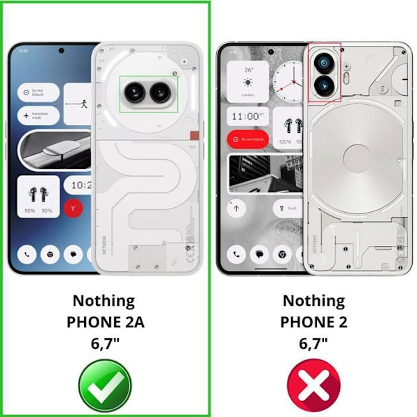 Film til beskyttelse af skærm - Phonillico® - Nothing Phone 2a - Pakke med 2 - Tempereret glas - Ridsefrit Transparent