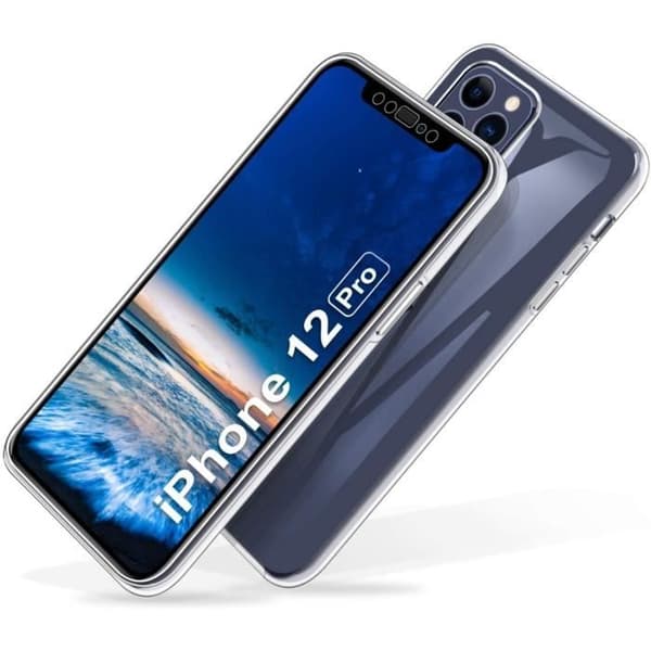 Coque - PHONILLICO - iPhone 12 PRO - Mjuk Silikon - Transparent - Skydd 2 Delar Transparent