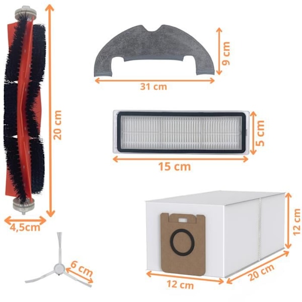 Packtillbehör för Dream D10 Plus/L10 Plus/Z10 Pro - Väska/Filt/Trasa/Sidoborste/Utrullningsverktyg Phonillico®