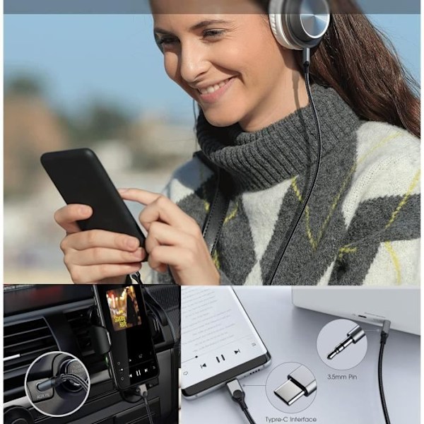 Kabel Ljud Bil Hörlursadapter Jack Auxiliär för Xiaomi Redmi 10/Redmi 9/Redmi 9T/Redmi 8/Redmi 8A Phonillico®