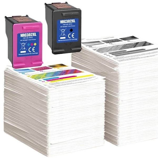 Blækpatron - HP - 302XL - Sort - Multi-farvet - Pakke med 2
