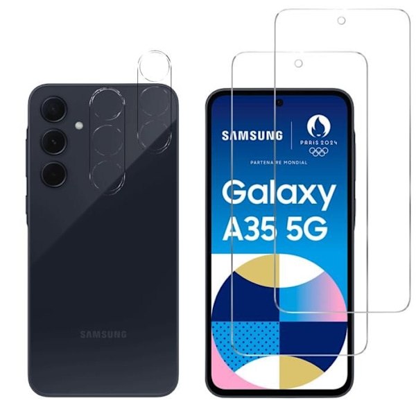Suojakalvo - Phonillico - Samsung Galaxy A35 5G - Pakkaus 2 - Karkaistua lasia - Naarmuuntumaton Transparent