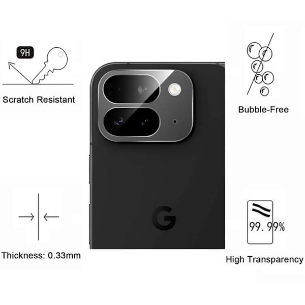 Kameransuoja - Phonillico® - Google Pixel 9 Pro Fold - Karkaistu Lasi - Pakkaus 2 - Naarmuuntumaton Transparent
