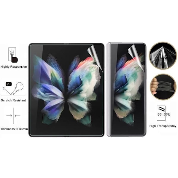 Skärmkydd i Plast för Samsung Galaxy Z FOLD 4 [Pack 2] Hållbart Ripskydd Ultra Tunt Phonillico® Transparent